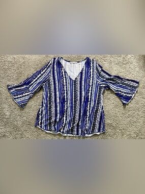 SNO SKINS Blue Crinkle Cowl Neck Top Made in USA Art to Wear RARE Size XXL